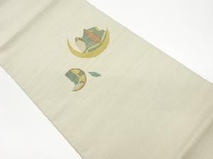 リサイクル　作家物　手織り紬竹取物語模様織出し夏用袋帯